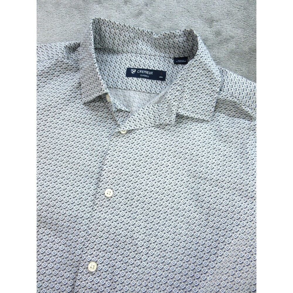 Daniel Cremieux Classic Shirt Men's Large Geometric Gray Preppy Long Slv
